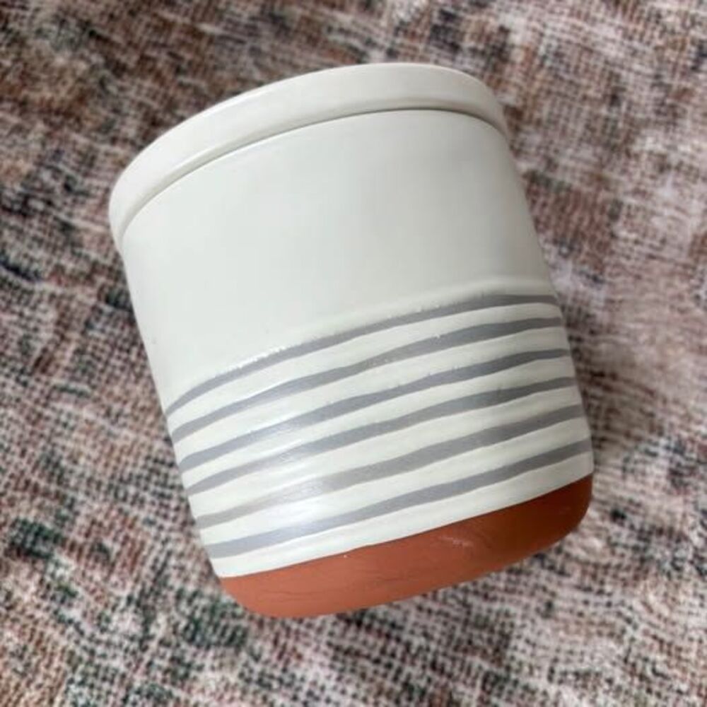Hearth & Hand Magnolia Stoneware Canister with Lid White Grey Terracotta